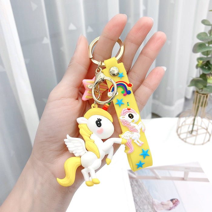 Wholesale Metal Rainbow Unicorn Pony Keychain Stylish Bag Charm For Students Great Gift For Everyday Use