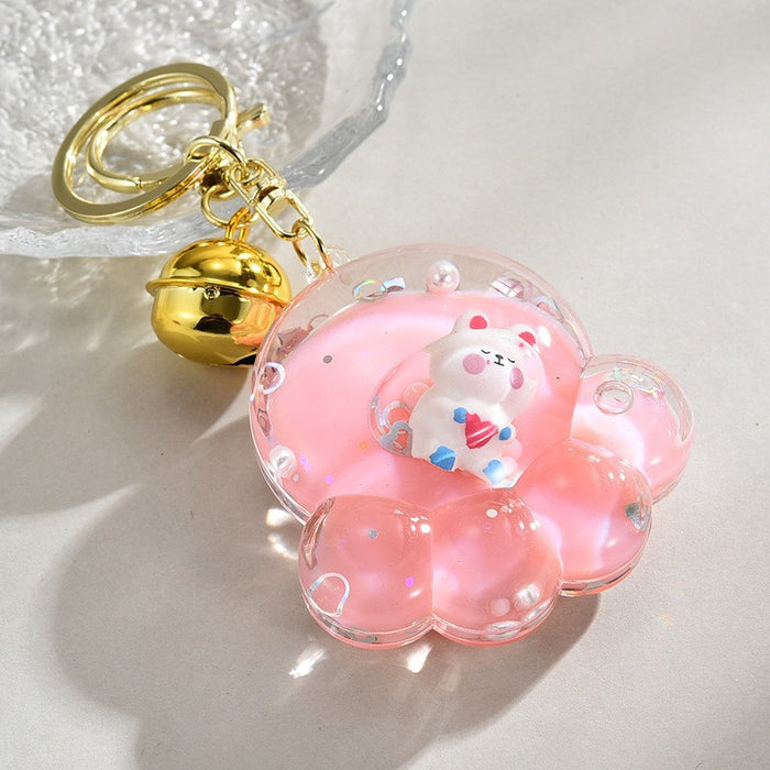 Wholesale Acrylic Ocean-Themed Floating Clownfish Oil-Filled Quicksand Keychain