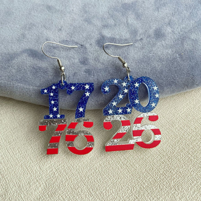 Wholesale Acrylic Heart-Shaped Teardrop Number Double-Layer Earrings