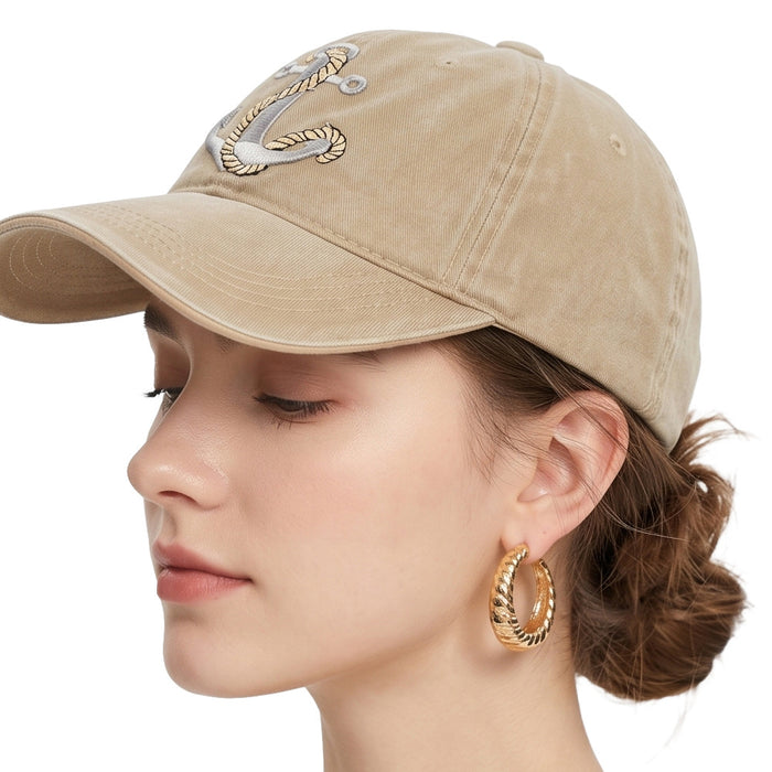 Wholesale Vintage Washed Baseball Cap with Anchor Embroidery Navy Blue Summer Sun Protection Hat