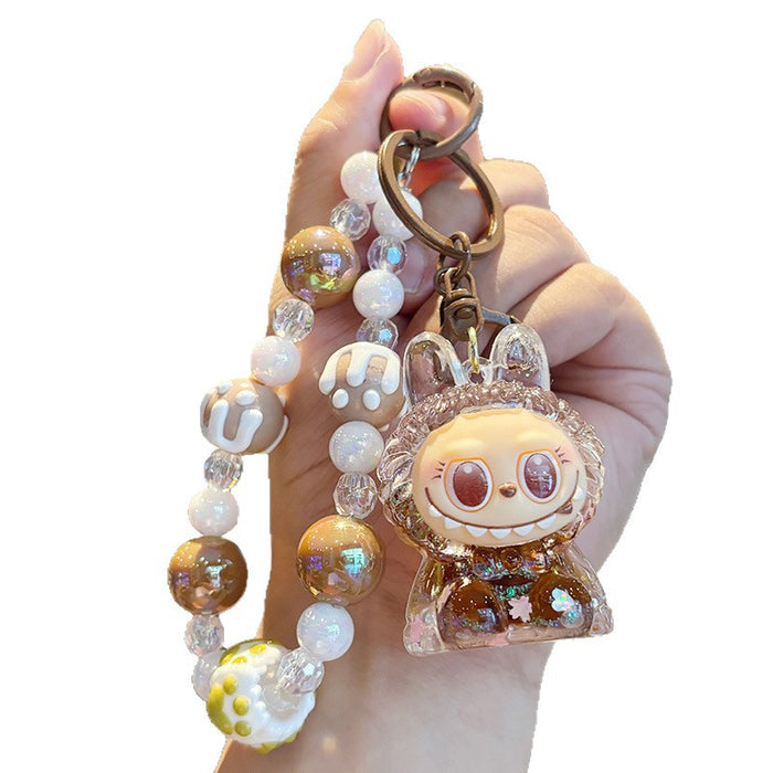 Wholesale Crystal oil-filled bottle keychain backpack charm