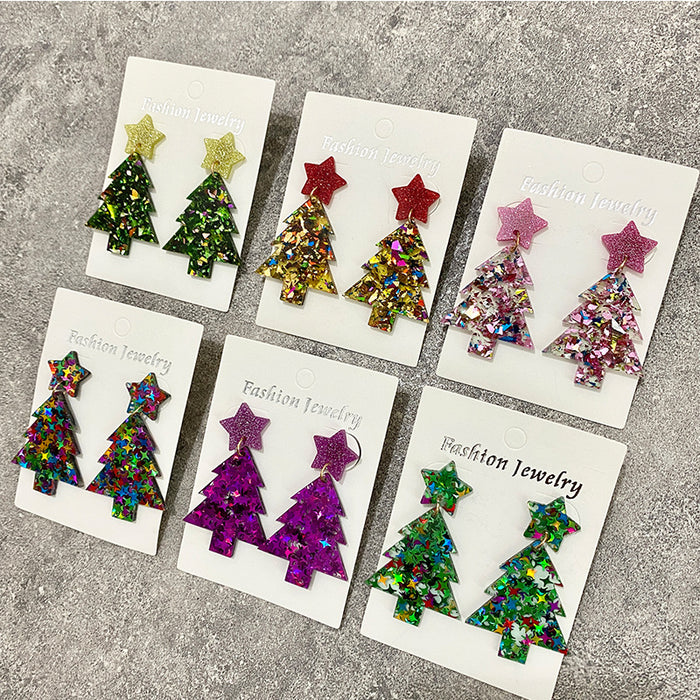 Wholesale Christmas tree earrings flash acrylic ing fashion earrings