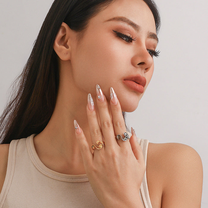 Wholesale Jewelry Round Irregular Curved Ring Smooth Plain Ring