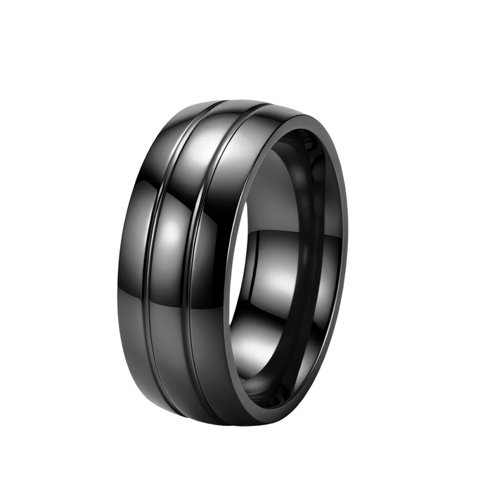 Wholesale Gold Stainless Steel Couple Ring with Diamond Inlay Fashion Jewelry Accessory