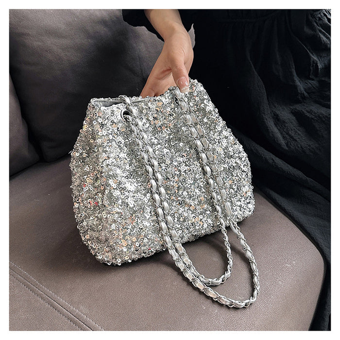 Wholesale Simple Evening Bag Summer New Sequin Bucket Bag Fashion Shoulder Underarm Bag Korean Version Women's Bag JDC-SD-TY002