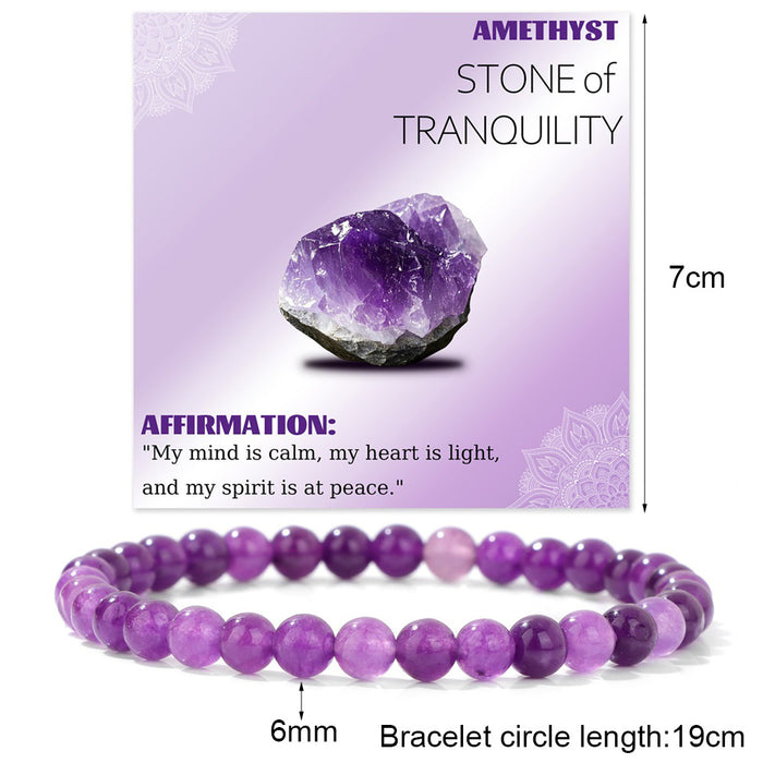 Wholesale 6mm stone bead bracelet with elastic cord card packaging