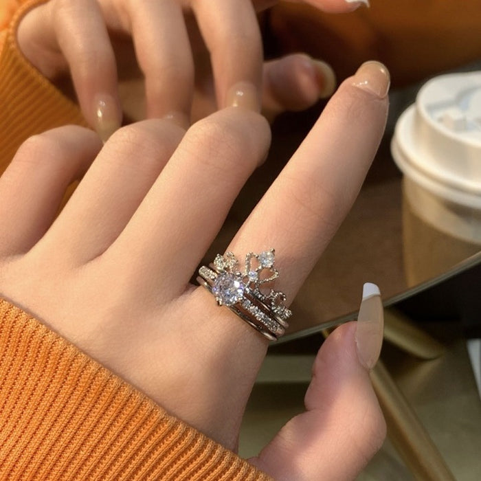Wholesale Crown Ring Beauty Ring Niche Design Personality Ring