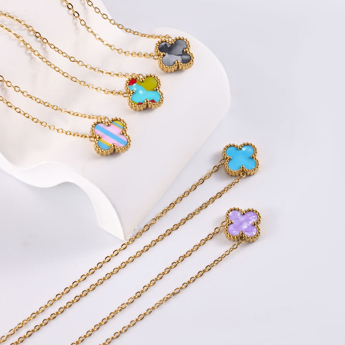 Wholesale Stainless Steel Four-Leaf Clover Collarbone Necklace