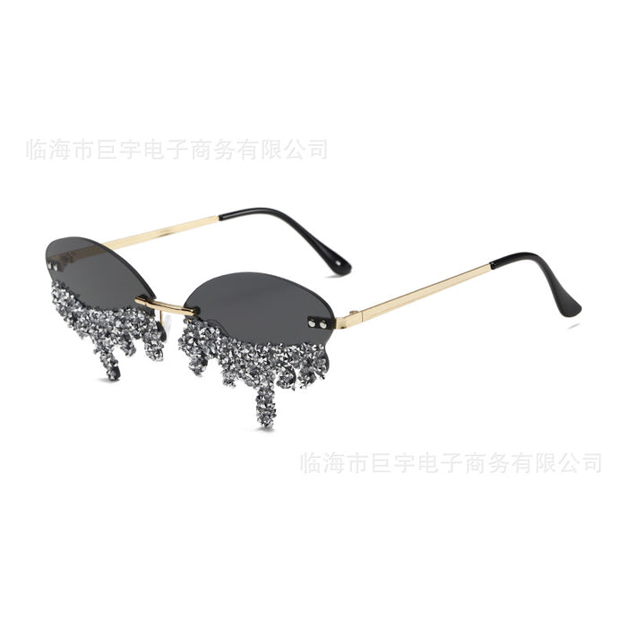 Wholesale Angel tears frameless sunglasses, personalized diamond studded sunglasses