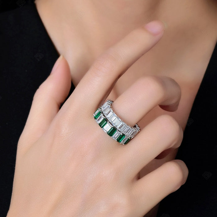 Wholesale Diamond Ring Single Wear Stacked Wear Emerald Diamond Ring