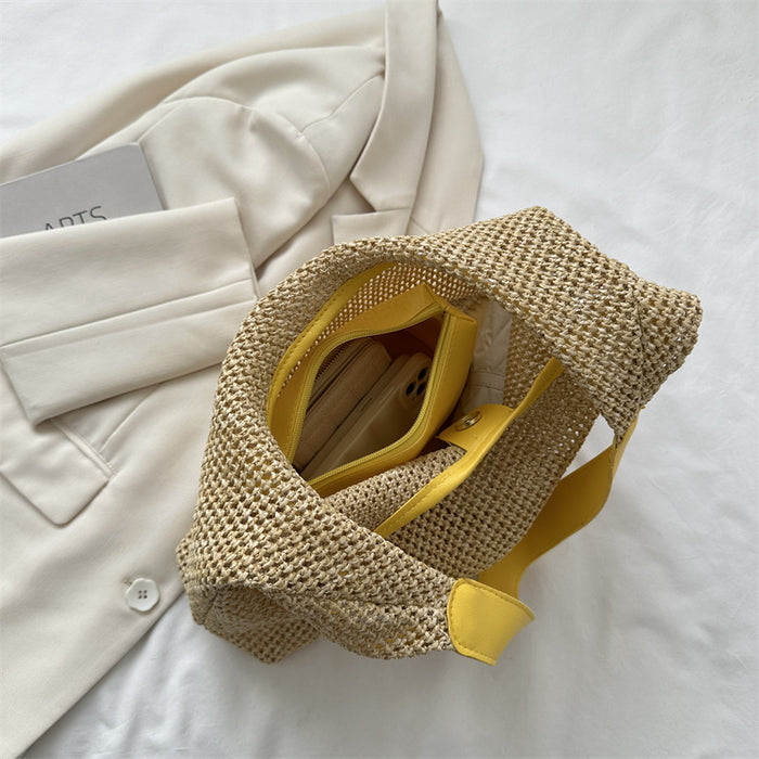 Wholesale Leisure beach popular woven mother and child bag, fashionable and stylish one shoulder beach travel grass woven bag