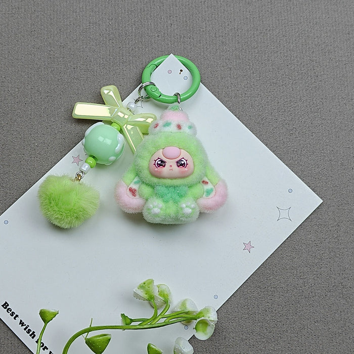 Wholesale Flocked Cartoon Cute Particle Keychain Bag Charm