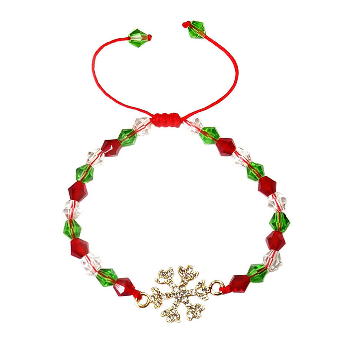 Wholesale Christmas Ornaments Crystal Beaded Diamond Braided Adjustable Christmas Bracelet