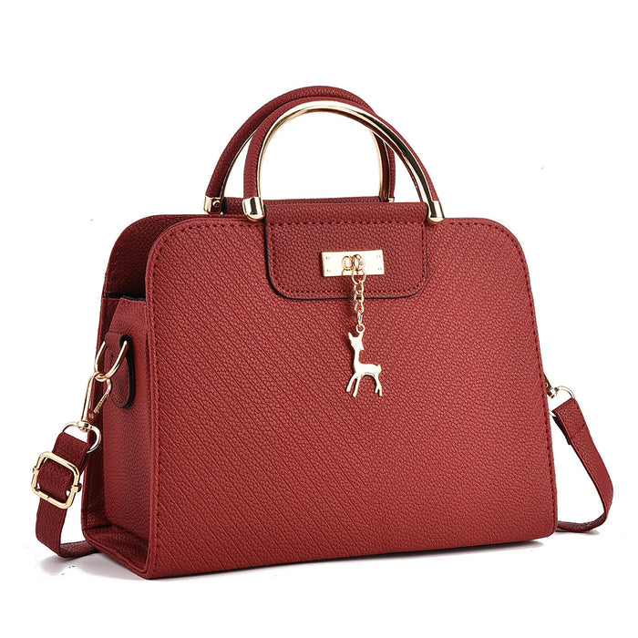Wholesale Fashion PU Embossed Crossbody Bag Wine Red Medium Square Gift Resale