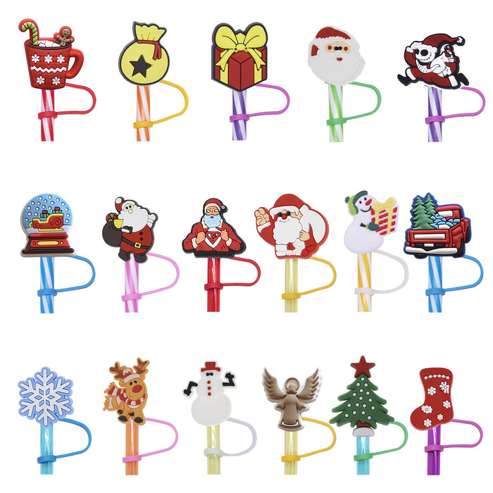 Wholesale of 100pcs Christmas PVC Straw Sleeves JDC-SCR-RunYaYuan001