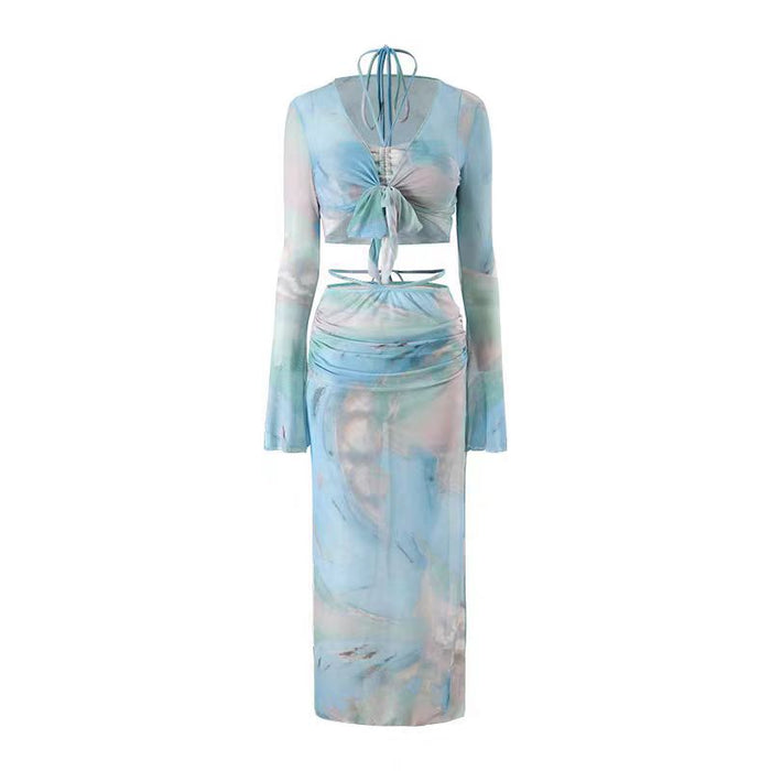 Wholesale Swimsuit women's split bikini four piece set long sleeved long skirt swimsuit vacation beach soaking hot spring