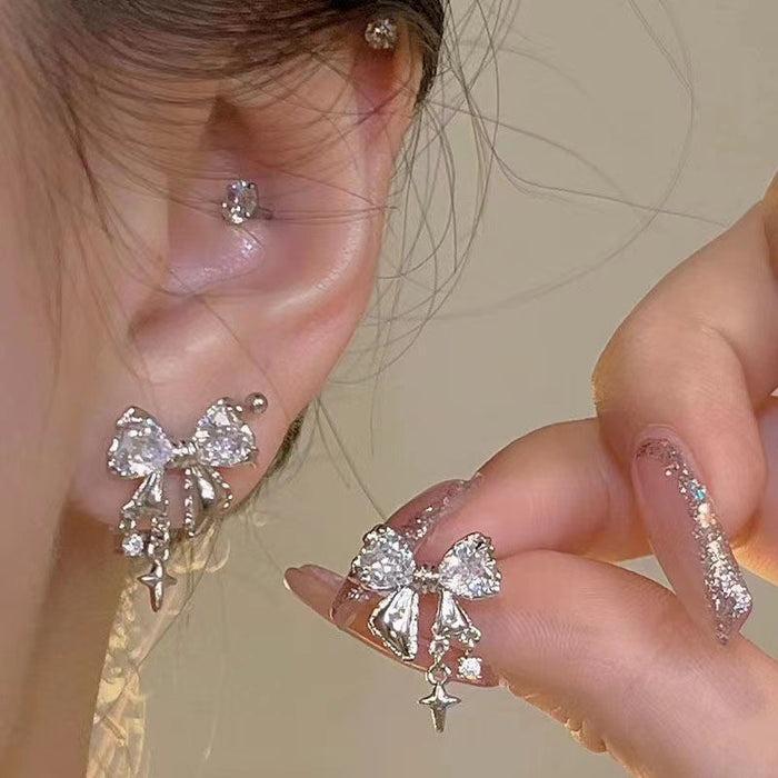 Wholesale Zircon Bow Knot Stud Earrings