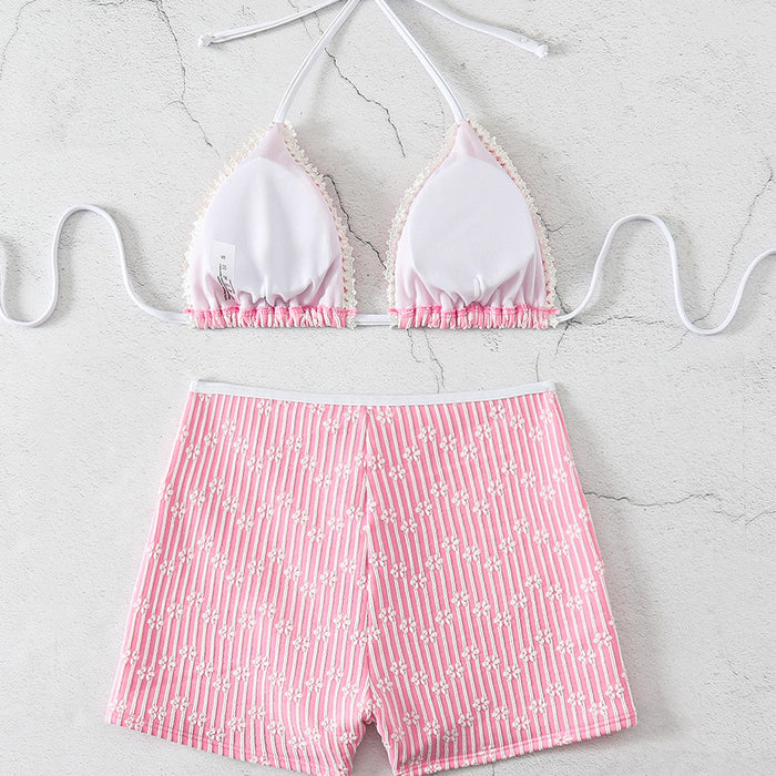 Wholesale New color blocking special fabric triangle bag four corner pants women's sexy bikini