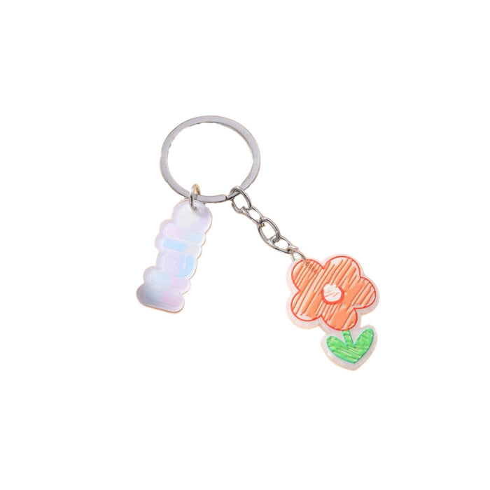 Wholesale Acrylic Orange Flower Alphabet Keychain JDC-KC-RongR017