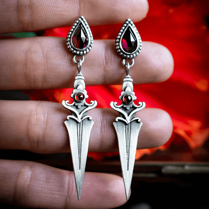 Wholesale Alloy Ruby Dagger Tassel Earrings JDC-ES-KaY001