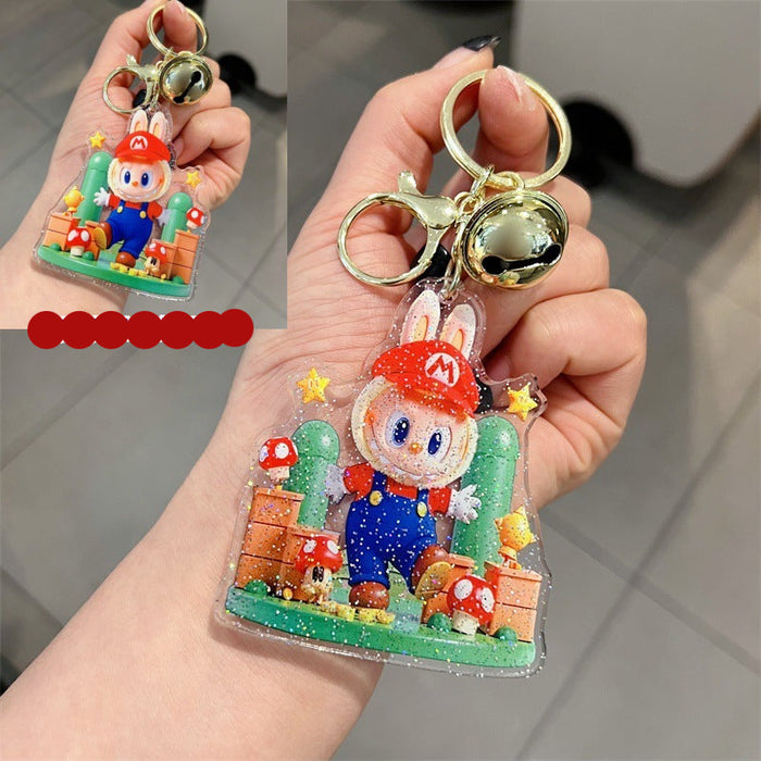 Wholesale 5 PCS cartoon acrylic keychains with cute double-sided printed design.
