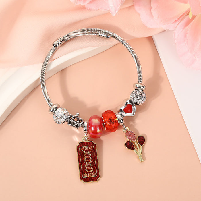 Wholesale Crystal bead stainless steel bracelet