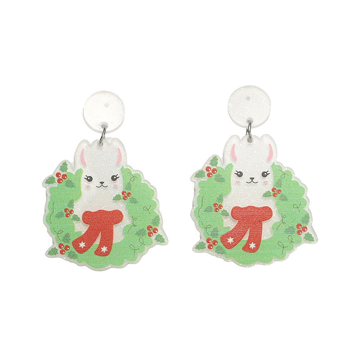 Wholesale European and American cChristmas earrings exaggerated alpaca hat earrings women' s cartoon animal earrings
