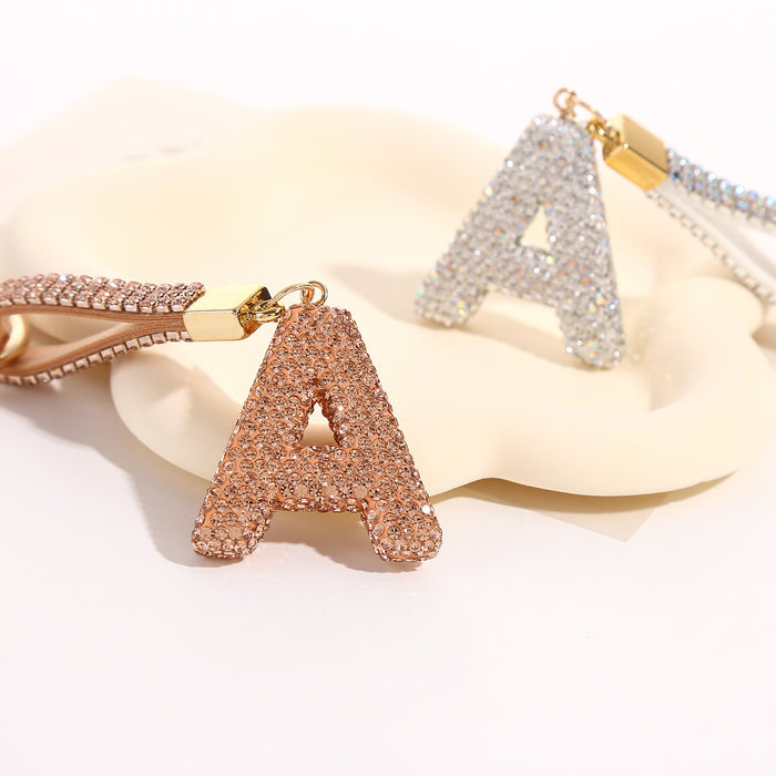 Wholesale Diamond Letter Keychain Car Key Pendant Diamond English Letter Key Chain