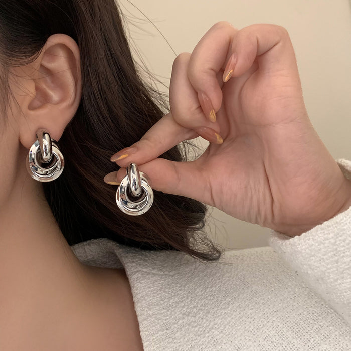 Wholesale Chic Metallic Hoop Stud Earrings