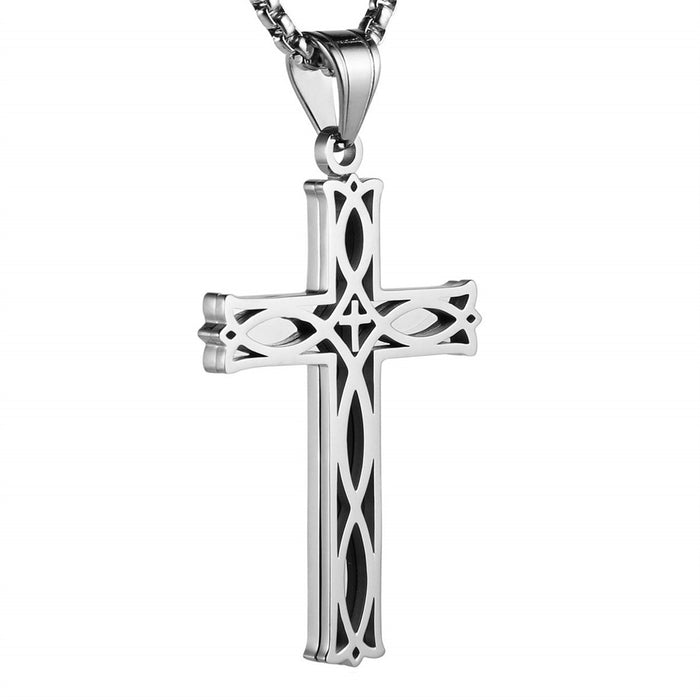 Wholesale Men' s Stainless Steel Celtic Knot Cross Personality All-match Irish Pendant Necklace