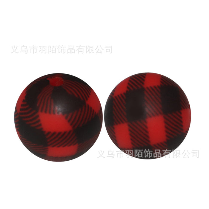 Wholesale 20pcs15mm Colorful Plaid Printed Beads JDC-BDS-HongZhou008