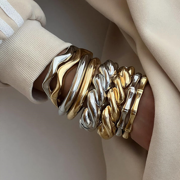 Wholesale New jewelry simple irregular alloy bracelet personalized circle metal wind opening bracelet