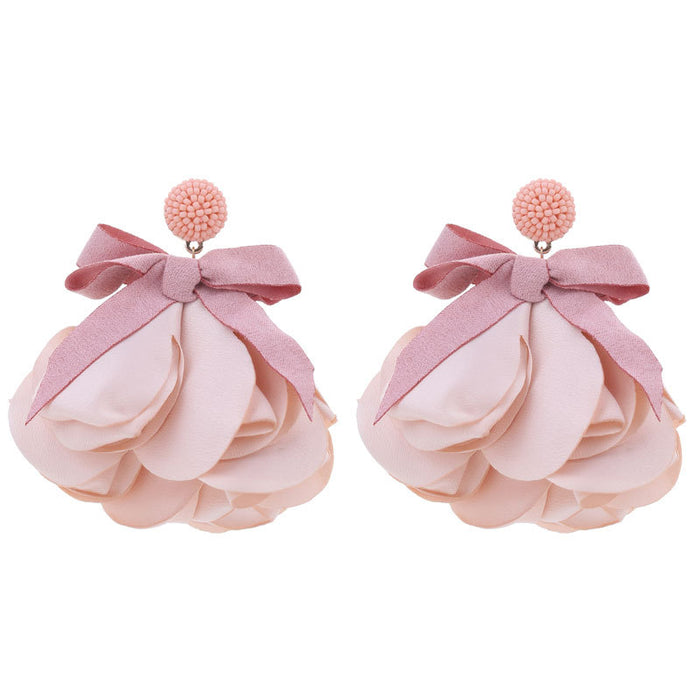 Wholesale Original Fabric Bow Flower Earrings JDC-ES-Gute059