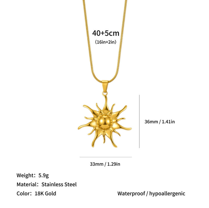 Wholesale High-end clavicle necklace with sun and starfish pendants,  made of titanium steel.