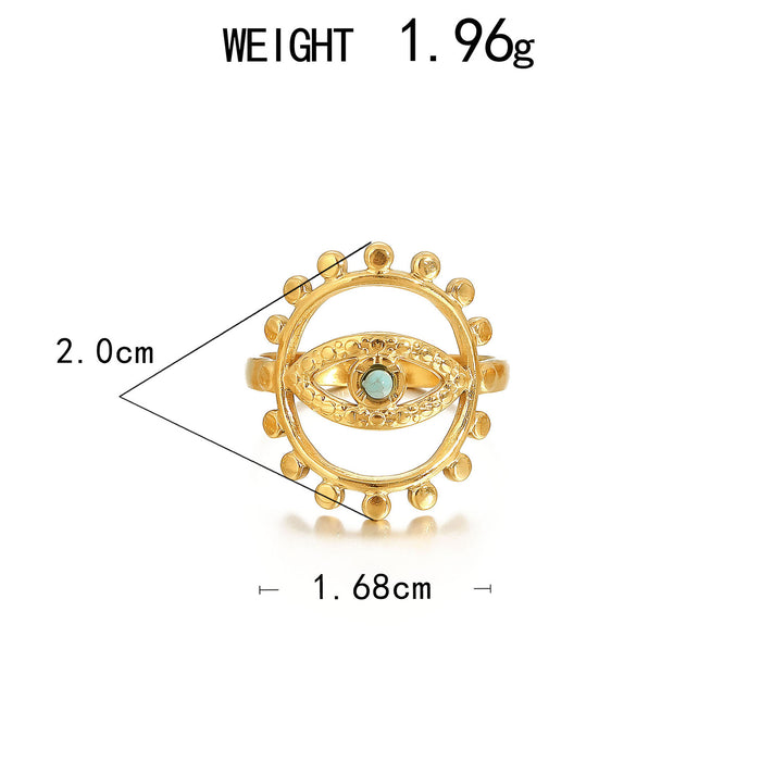 Wholesale stainless steel gold-colored turquoise adjustable ring