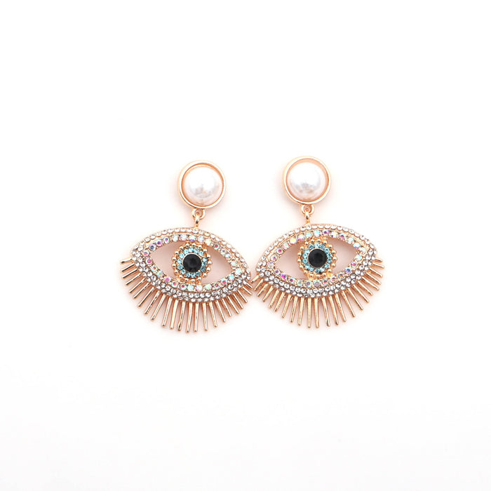 Wholesale Devil's Eye Alloy Diamond Earrings JDC-ES-YueLi017