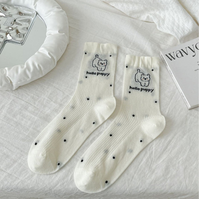 Wholesale Cartoon socks, thin tube socks, hollow mesh breathable, sweat absorbing, butterfly knot stacking socks