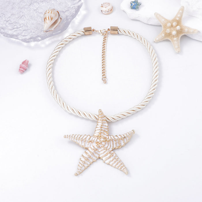 Wholesale Marine Leisure Holiday Style Alloy Unique Starfish Necklace Earrings Jewelry