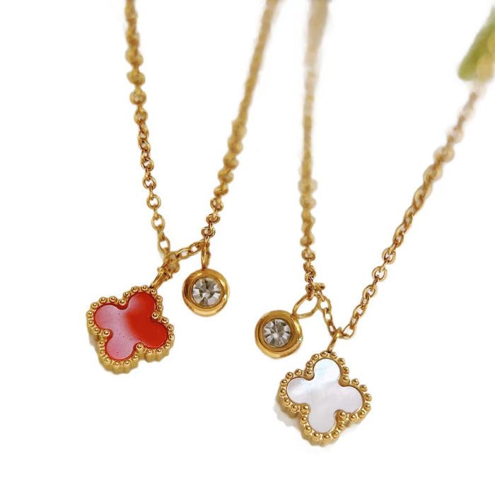 Wholesale Titanium Steel Mini Four-Leaf Clover Necklace