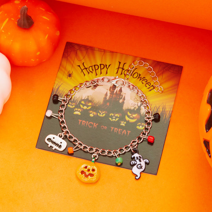 Wholesale  Pumpkin Skull Pendant Bracelet Colorful Beaded Diamond  Ghost Horror Bracelet