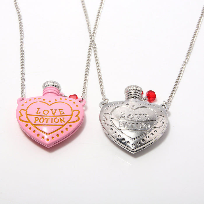 Wholesale Valentine' s Day Heart-Shaped Love Potion Bottle Pendant Necklaces