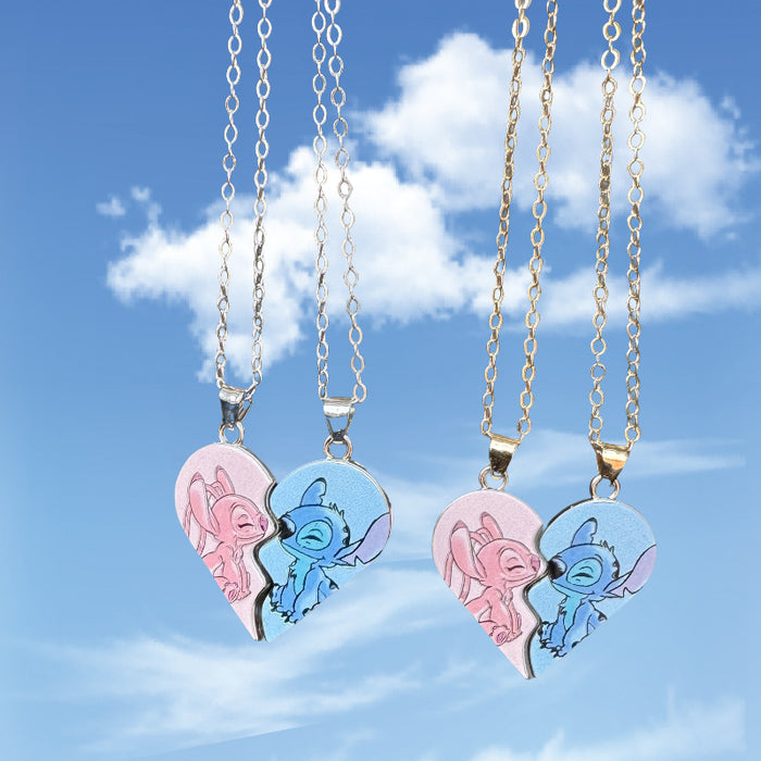 Wholesale Cute Cartoon Heart Magnetic Couple Necklace