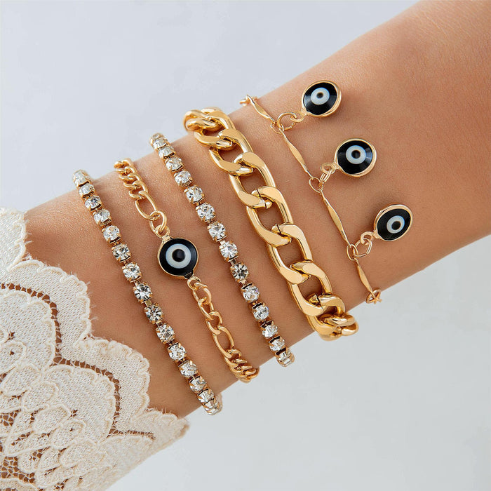 Wholesale Eye Pendant Multi-layered Diamond Chain Alloy Bracelet JDC-BT-YongG006