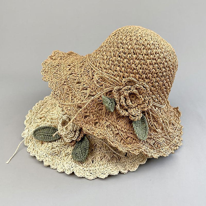 Wholesale Beach Hat Hand-woven Summer Cool Hat Straw Hat Women's Sunshade Flower Sun Hat