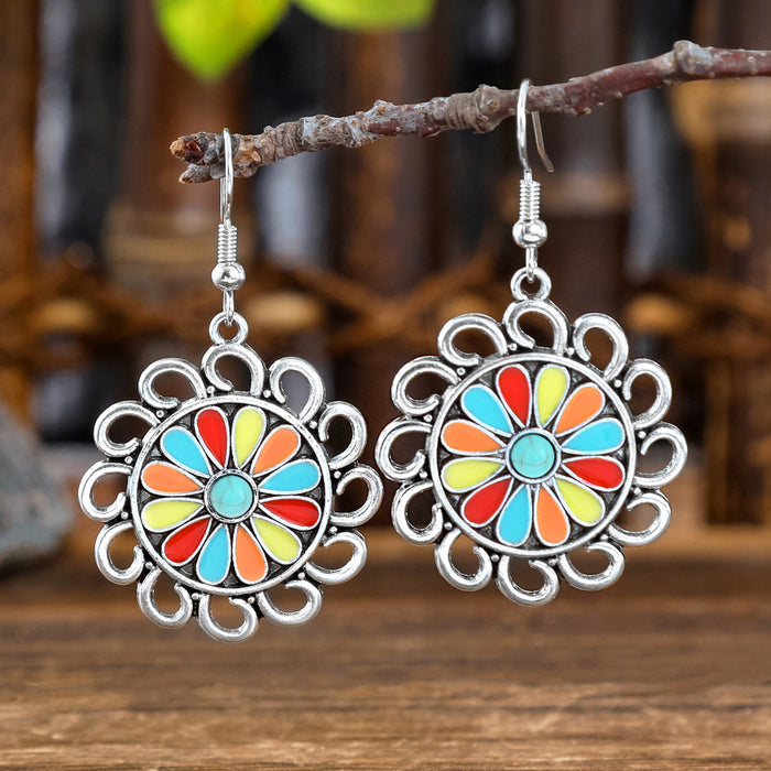 Wholesale Bohemian Geometric Turquoise Earrings Zinc Alloy Fashion Accessory MOQ≥2