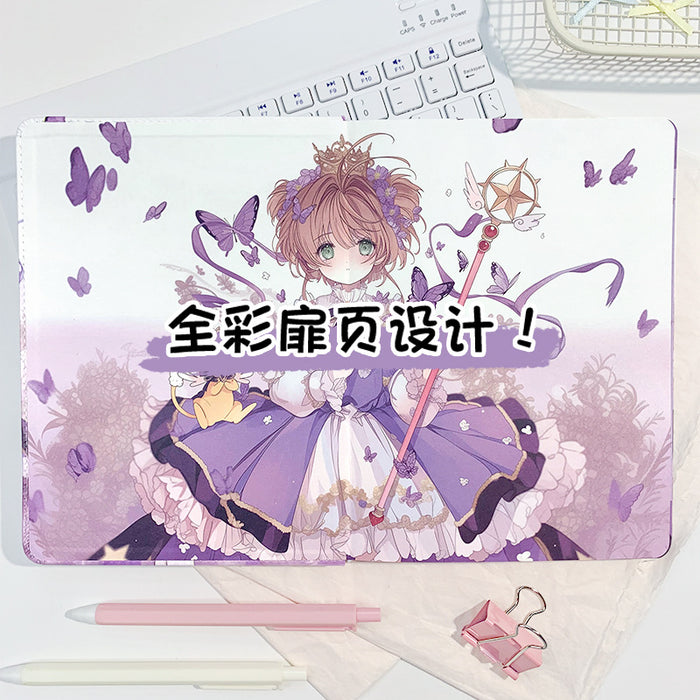Wholesale 5pcs Dreamy purple leather cover color page leather notebook student cartoon anime diary