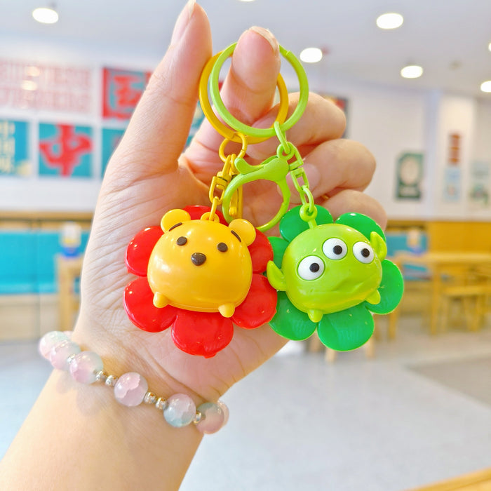 Wholesale Rotating Sunflower Cartoon Keychain Cute Children's Backpack Pendant Doll Machine Gift