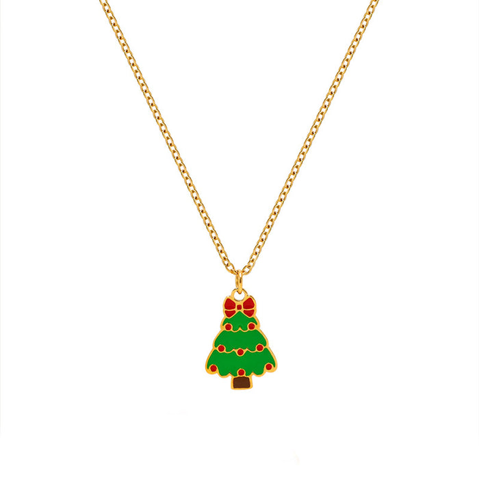 Wholesale Christmas Cartoon Oil Dripping Creative Design Necklace