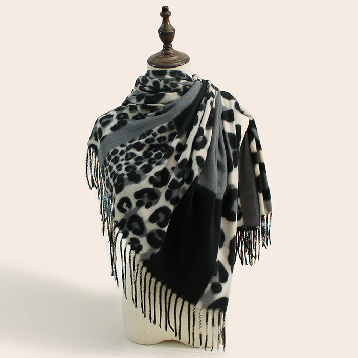 Wholesalewinter  leopard print scarf  thickened lengthened cashmere