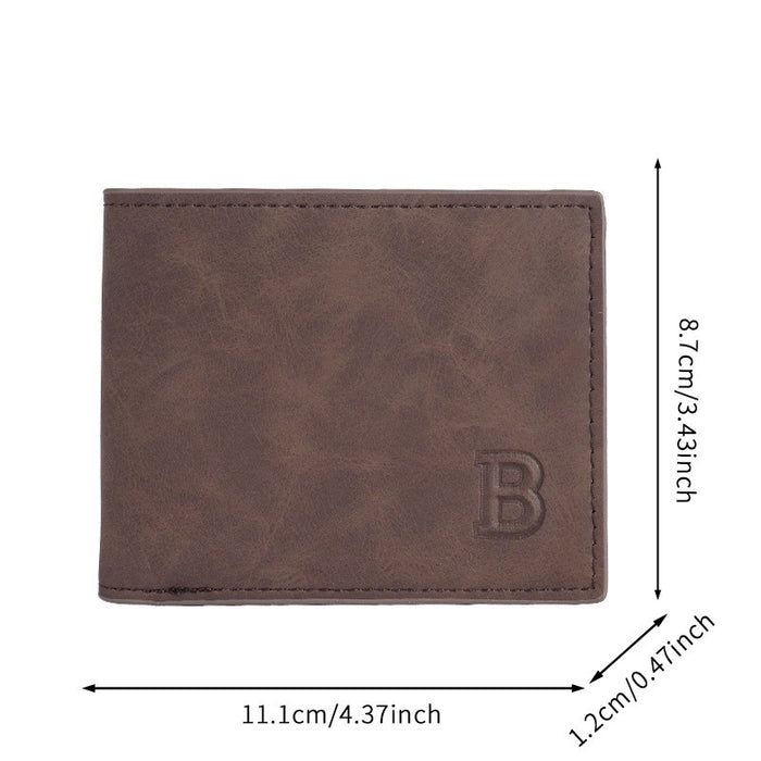 Wholesale Retro Men' s Short Wallet 2-Fold Multi-Card PU Black Wallet Fashion Accessory